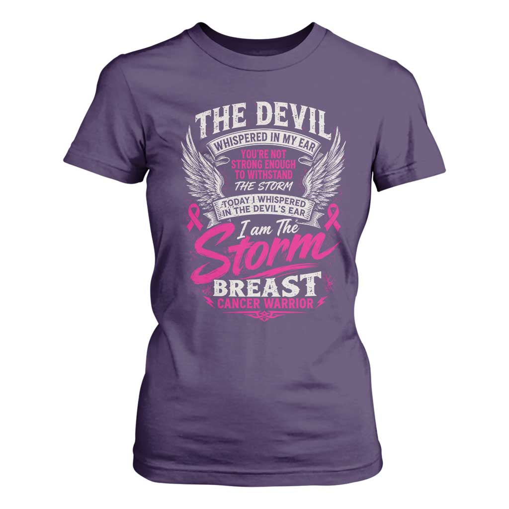 Breast Cancer Warrior T Shirt For Women I Whispered I Am The Storm Pink Ribbon