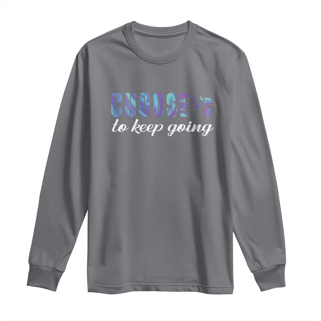 Suicide Prevention Support Long Sleeve Shirt Choose To Keep Going Semicolon Birds