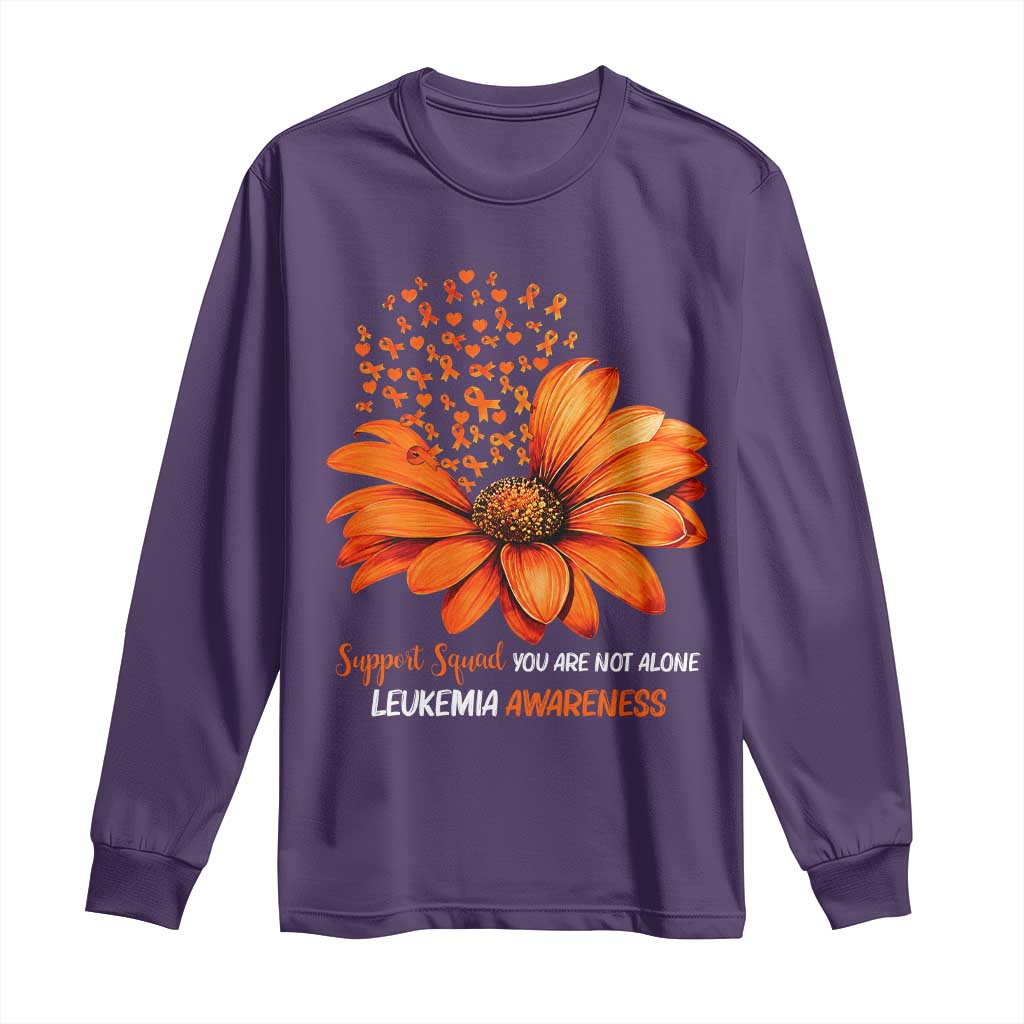 Leukemia Support Squad You Are Not Alone Long Sleeve Shirt Orange Sunflower Ribbon