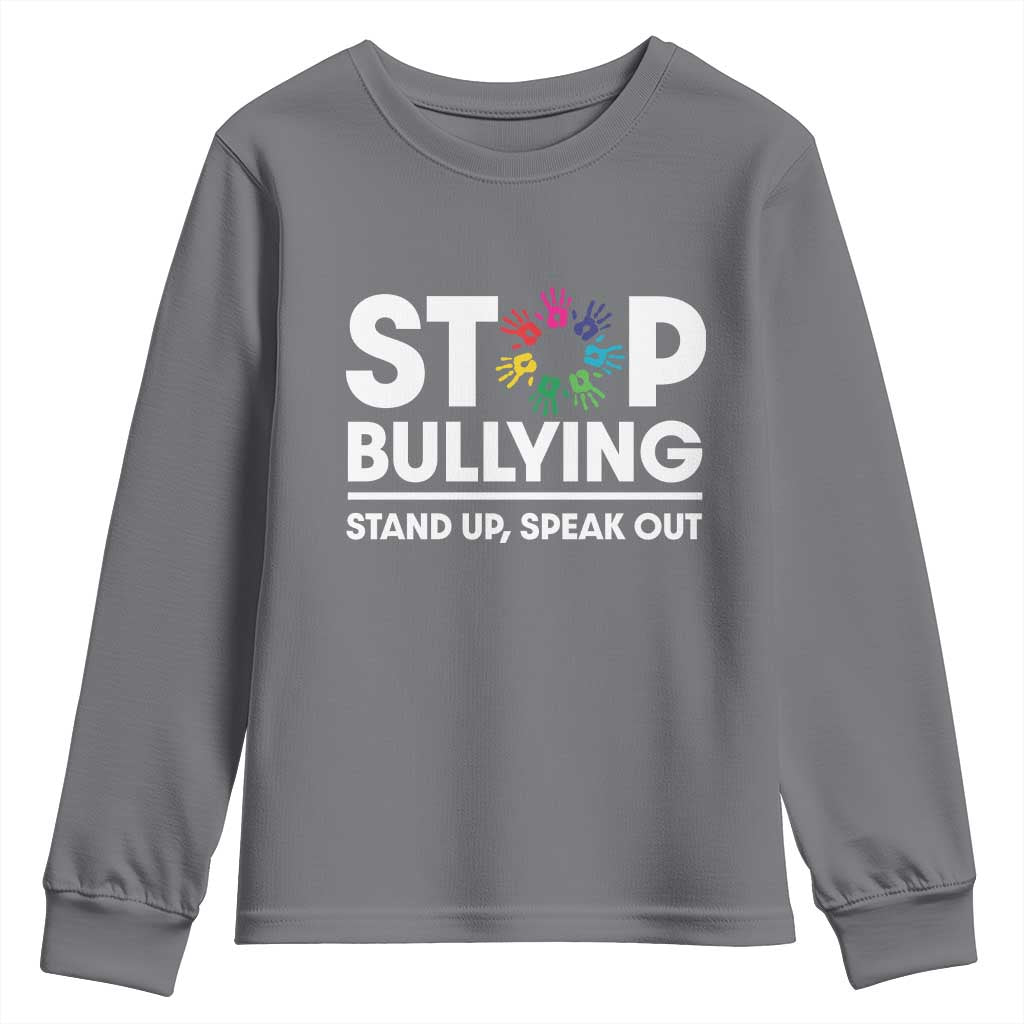 Unity Day Youth Sweatshirt Stop Bullying Stand Up Speak Out Hand Prints Bullying Prevention