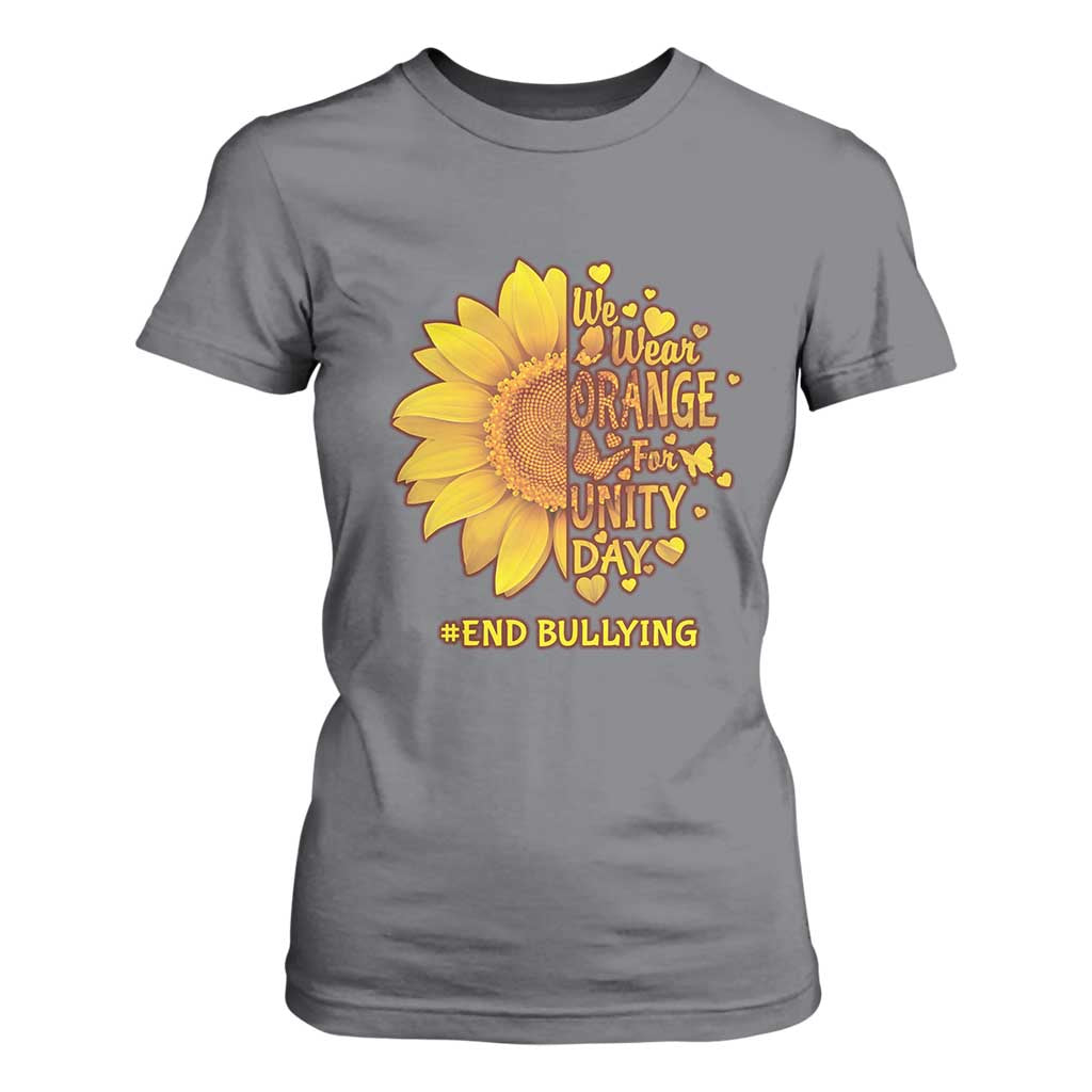 Bullying Prevention T Shirt For Women We Wear Orange For Unity Day End Bullying Sunflower