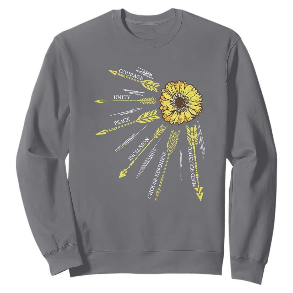 Bullying Prevention Sweatshirt Courage Unity Peace Inclusion Choose Kindness Sunflower