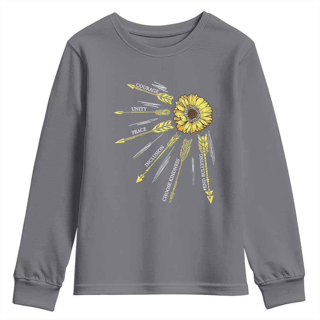 Bullying Prevention Youth Sweatshirt Courage Unity Peace Inclusion Choose Kindness Sunflower