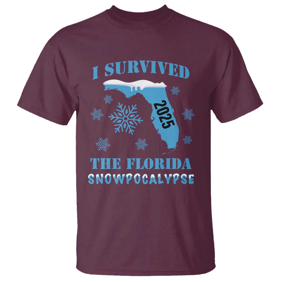 funny-i-survived-the-florida-snowpocalypse-2025-t-shirt-snowflakes