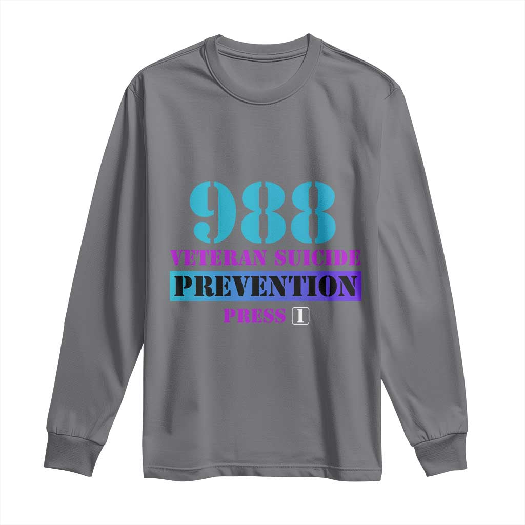 Suicide Prevention Support Long Sleeve Shirt 988 Veteran Suicide Prevention Press 1