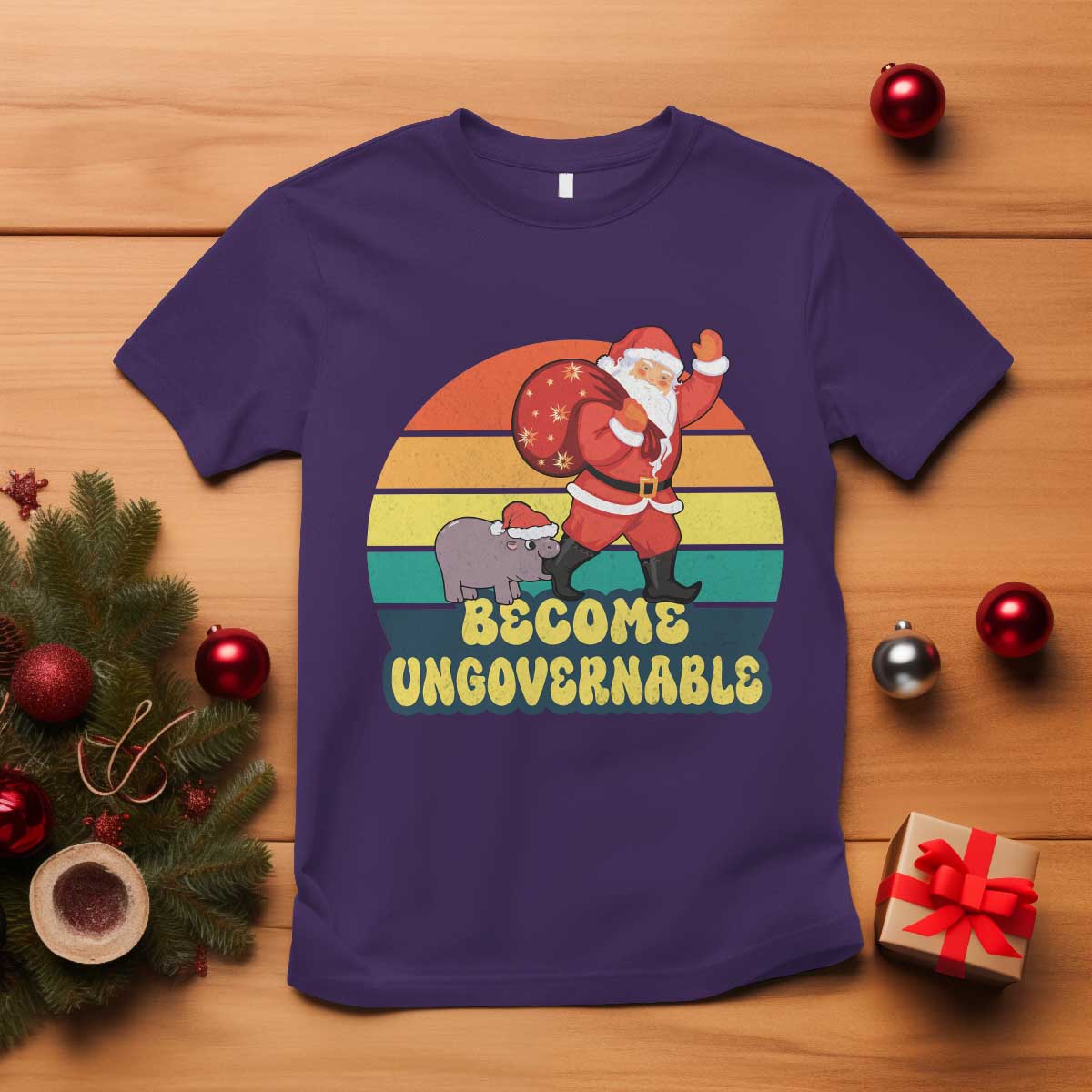 funny-moo-deng-christmas-t-shirt-become-ungovernable-xmas-santa