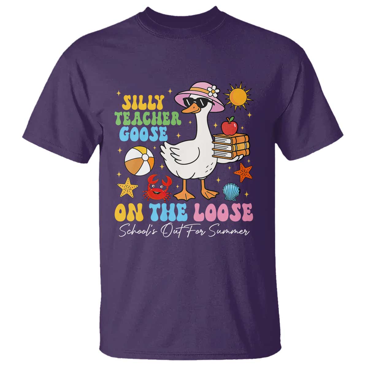 funny-schools-out-for-summer-teacher-t-shirt-silly-teacher-goose-on-the-loose-summer-break