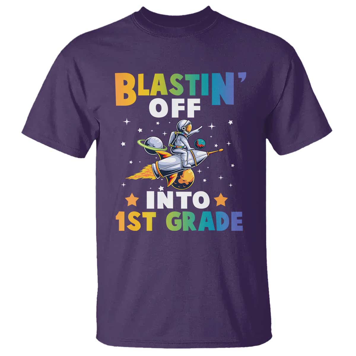 funny-back-to-school-space-t-shirt-blastin-off-into-1st-grade-astronaut-rocket