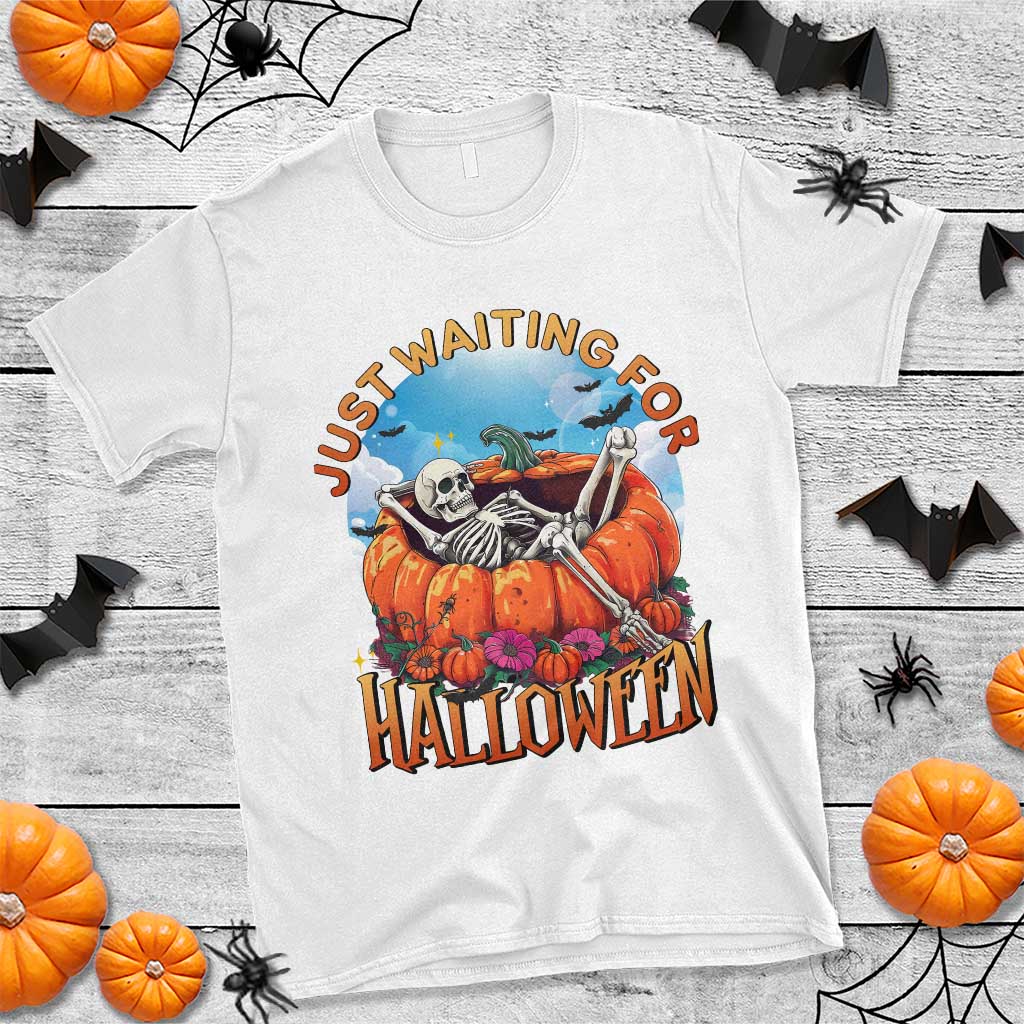 just-waiting-for-halloween-t-shirt-spooky-skeleton-pumpkin-summer-vibes