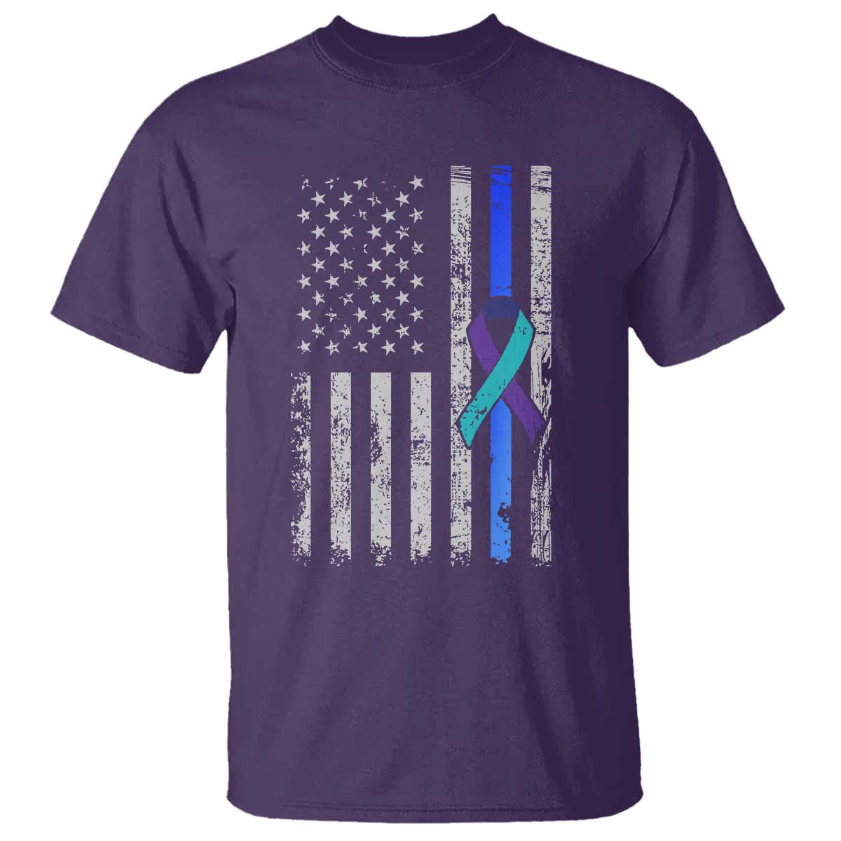 Police Suicide Prevention Support American Flag Ribbon Support T Shirt