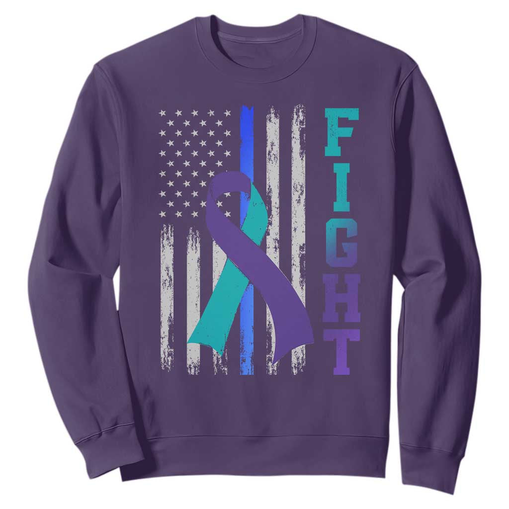 Fight Police Suicide Prevention Support American Flag Ribbon Support Sweatshirt