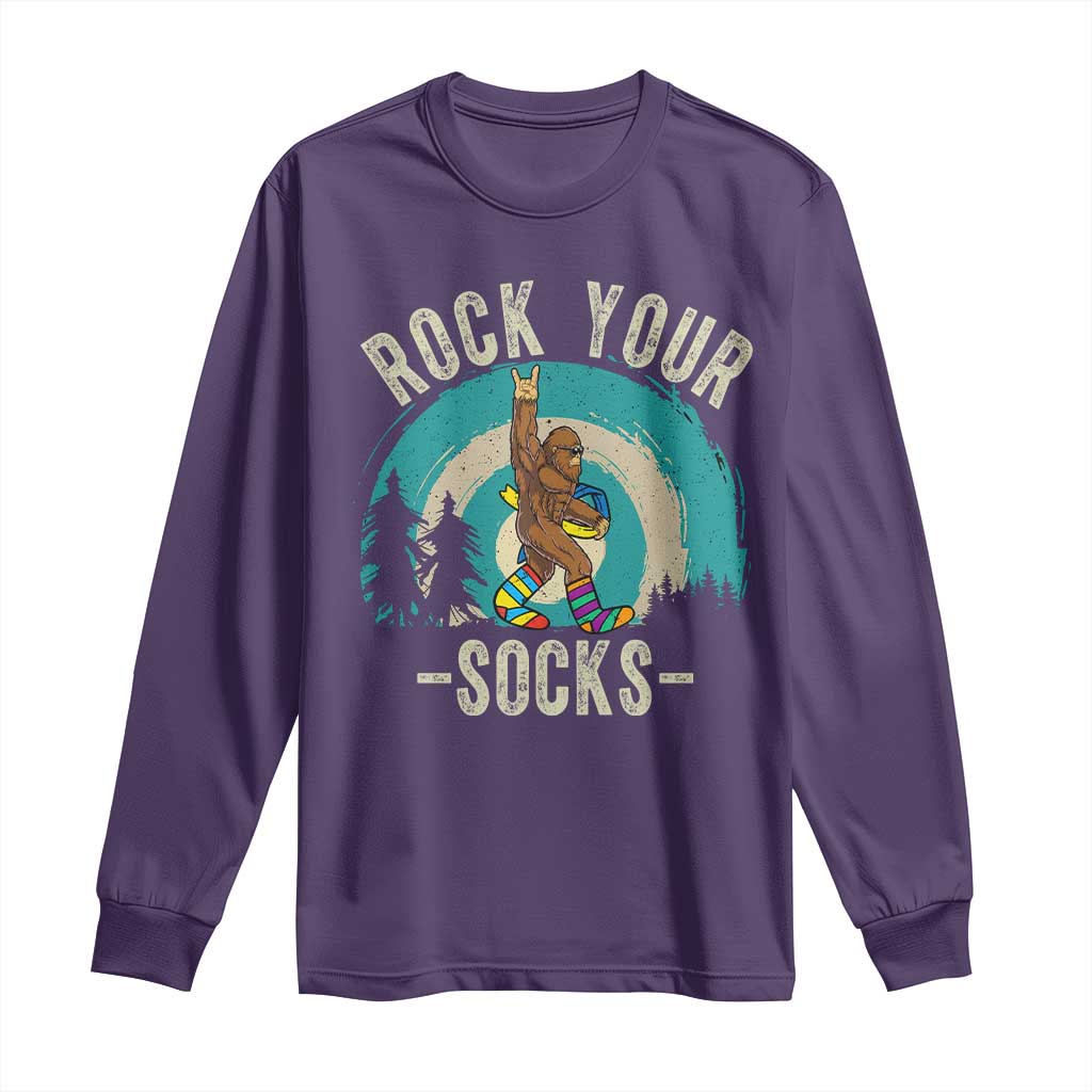 Funny Down Syndrome Support Bigfoot Long Sleeve Shirt Rock Your Socks