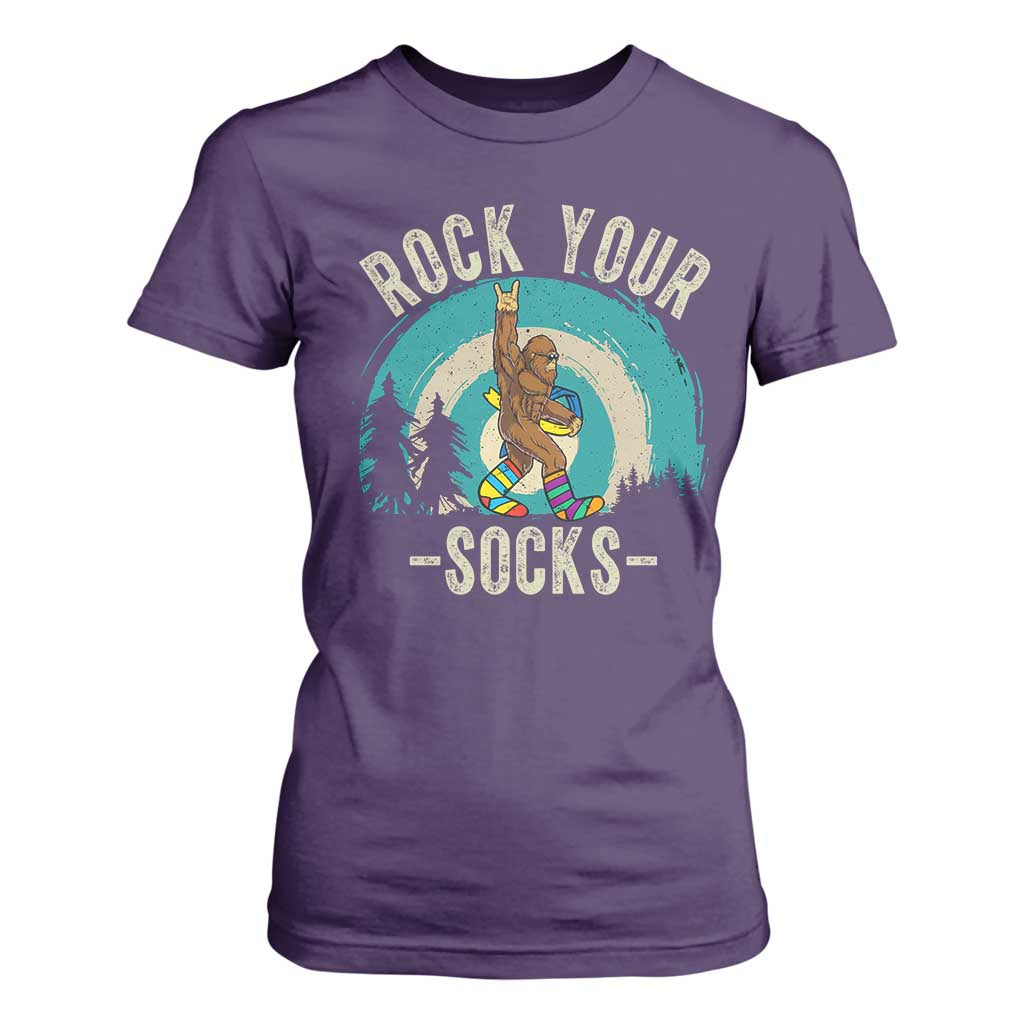Funny Down Syndrome Support Bigfoot T Shirt For Women Rock Your Socks