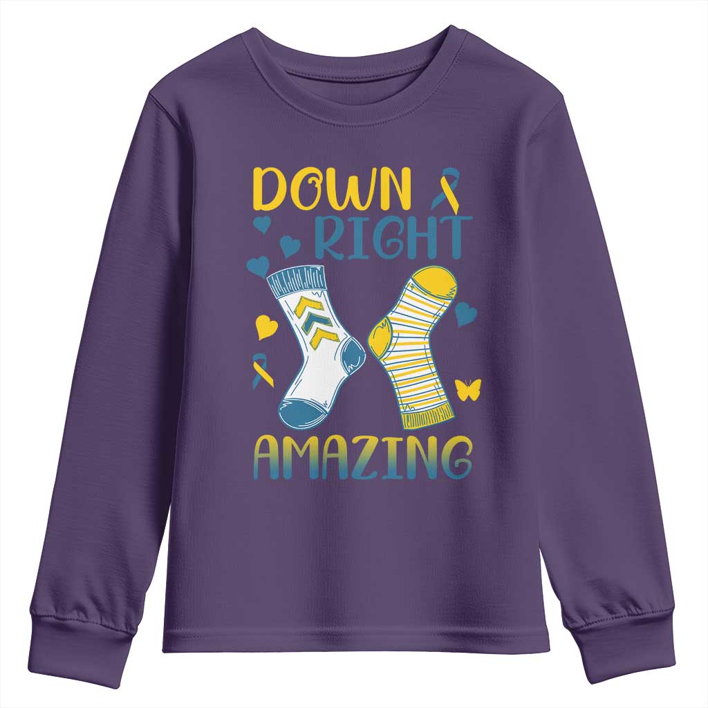 Down Right Amazing Youth Sweatshirt Down Syndrome Support Socks Ribbon