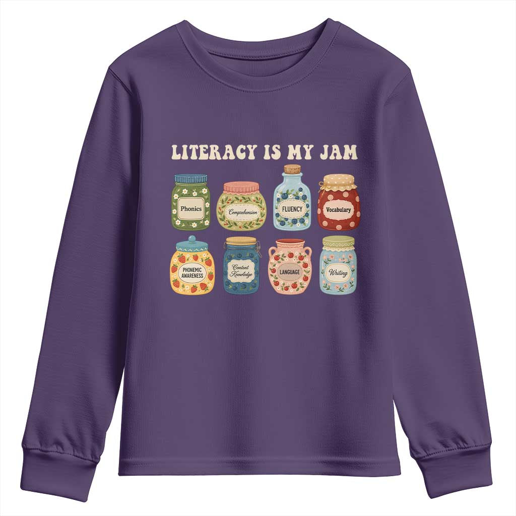 Literacy Is My Jam Youth Sweatshirt SPED Teacher Special Education Life Dyslexia Reading