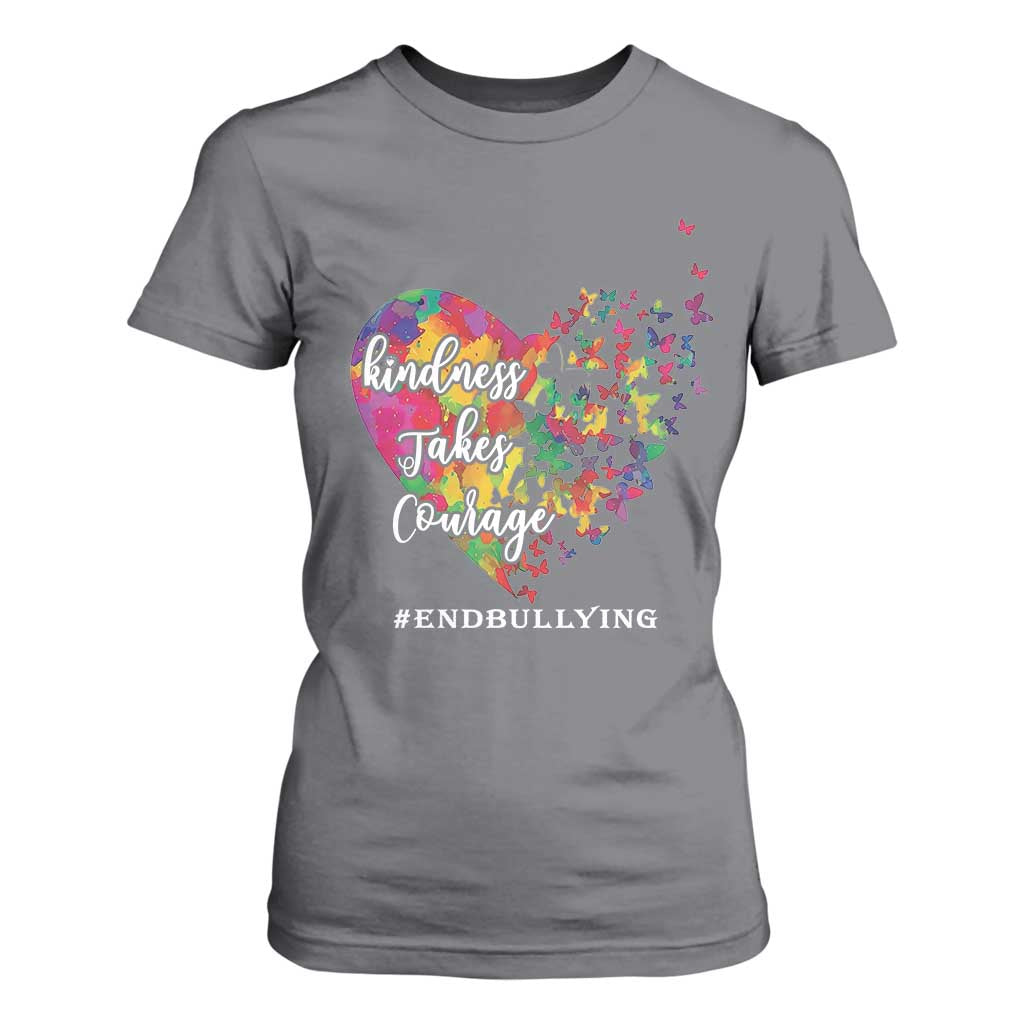 Unity Day T Shirt For Women Kindness Takes Courage End Bullying Support Heart Butterfly