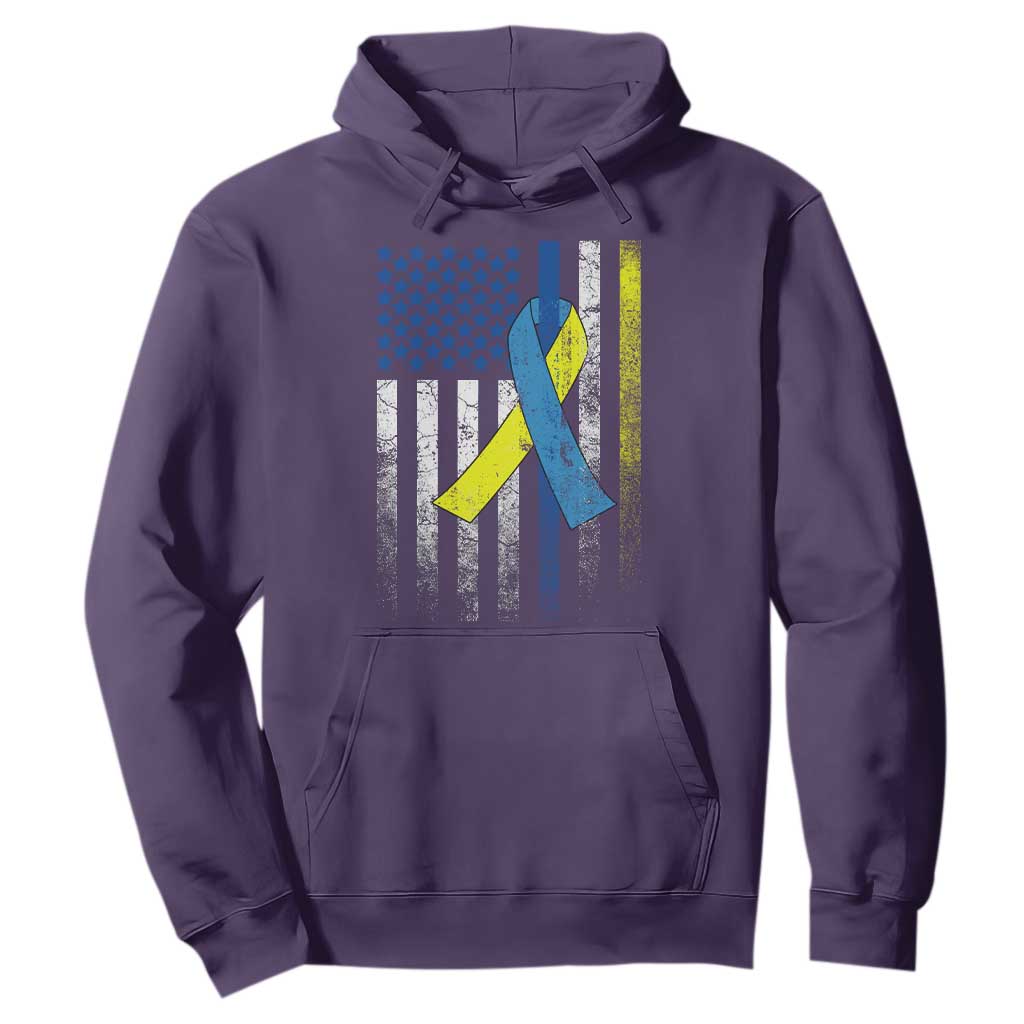 Down Syndrome Support Vintage American Flag Hoodie