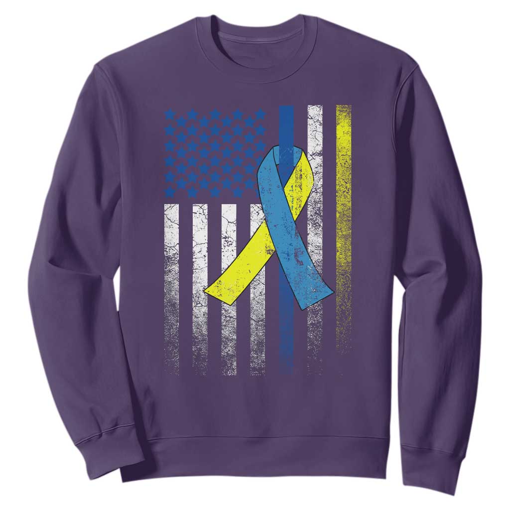 Down Syndrome Support Vintage American Flag Sweatshirt