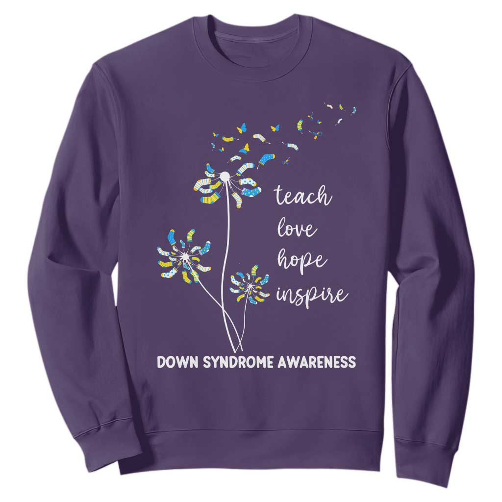 Down Syndrome Support Sweatshirt Teach Love Hope Inspire Socks Dandelion