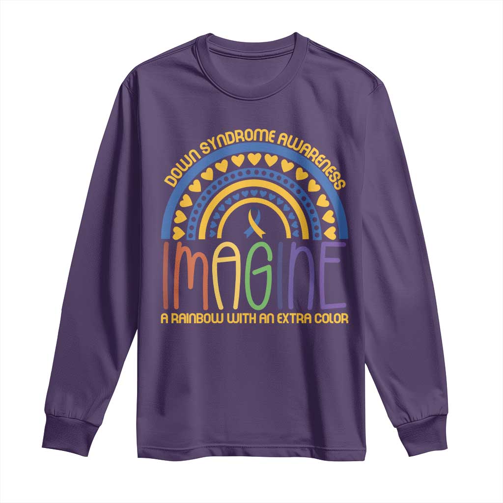 Down Syndrome Support Long Sleeve Shirt Imagine A Rainbow With An Extra Color Heart Rainbow