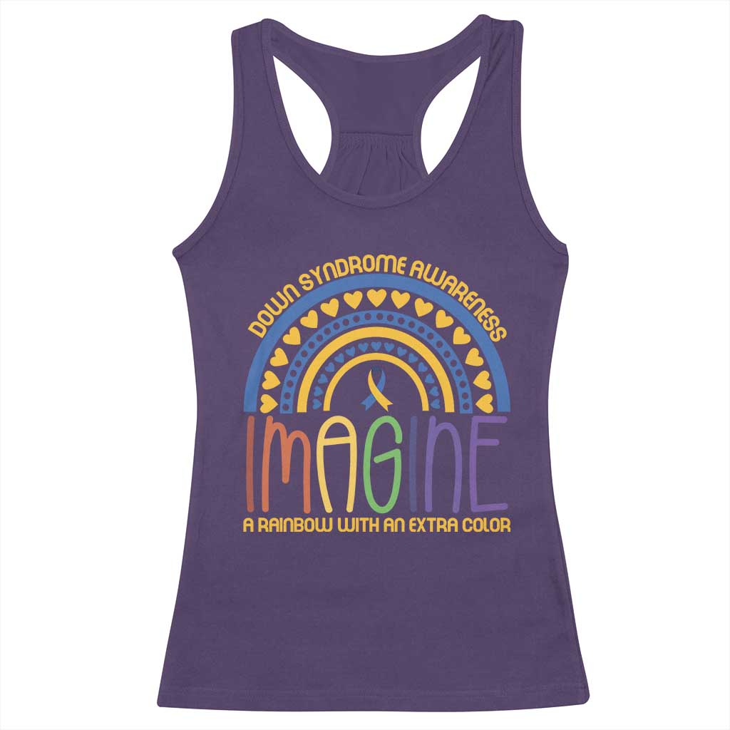 Down Syndrome Support Racerback Tank Top Imagine A Rainbow With An Extra Color Heart Rainbow