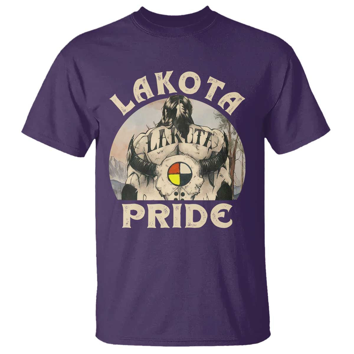 native-american-t-shirt-lakota-pride-medicine-wheel-cow-skull
