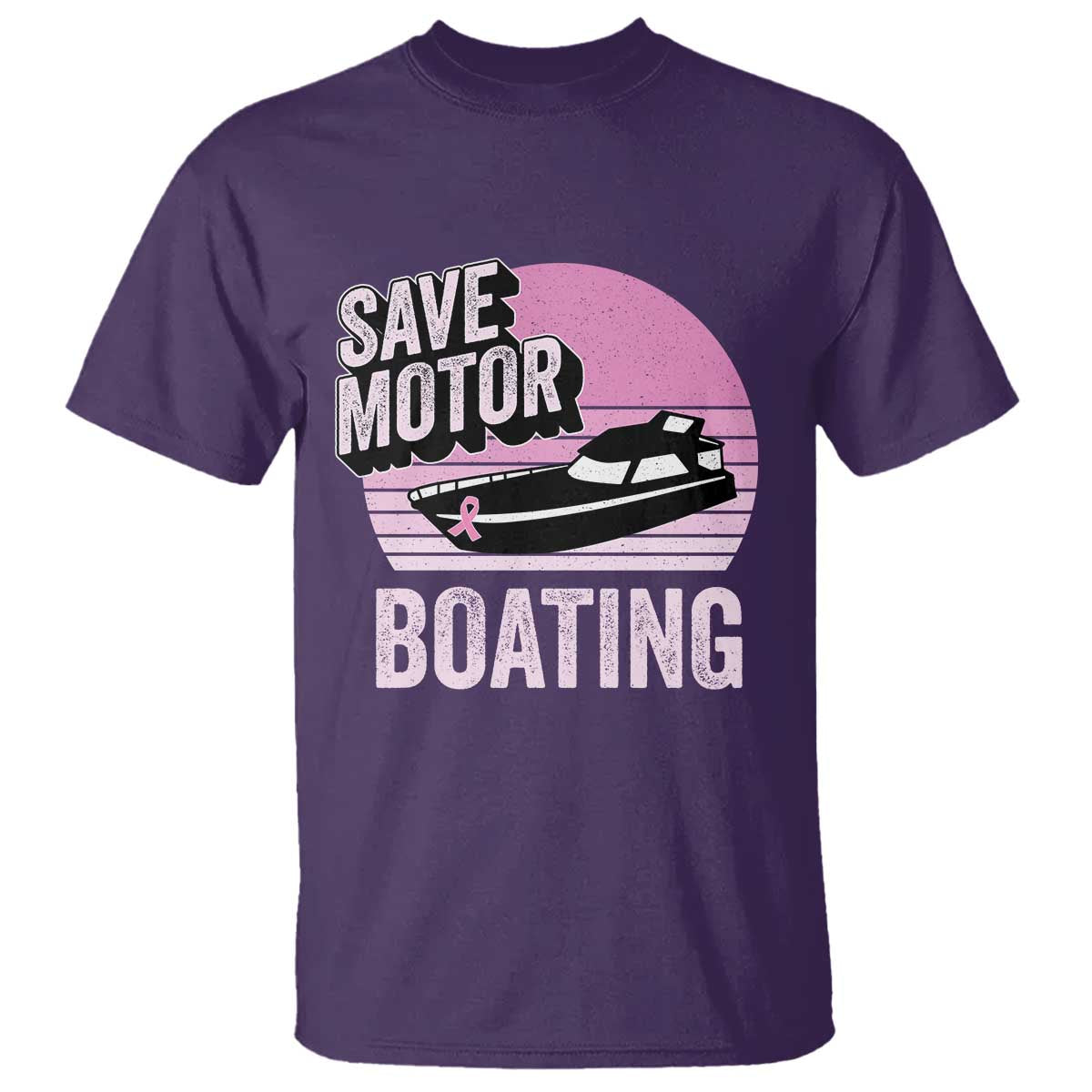 Funny Save Motor Boating T Shirt Breast Cancer Pink Ribbon