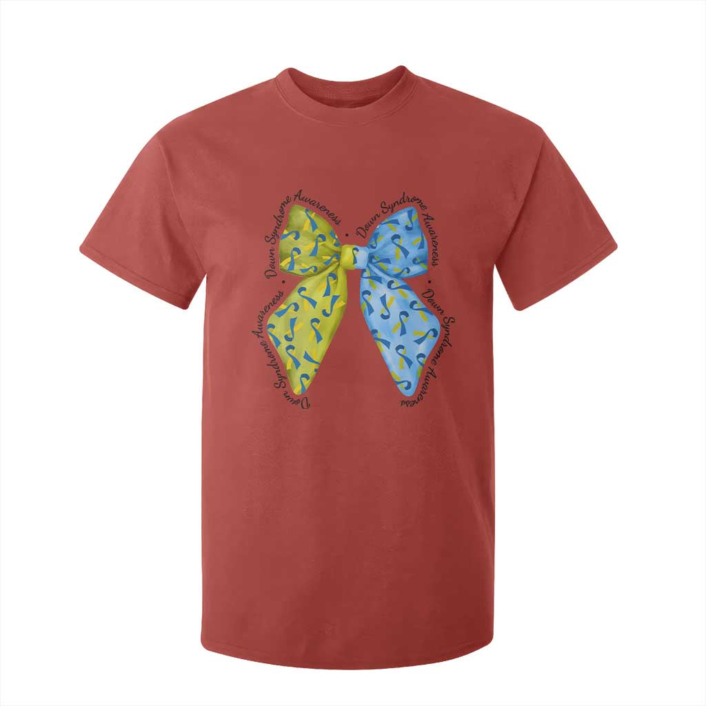 Down Syndrome Support Coquette Bow Ribbon T Shirt For Kid