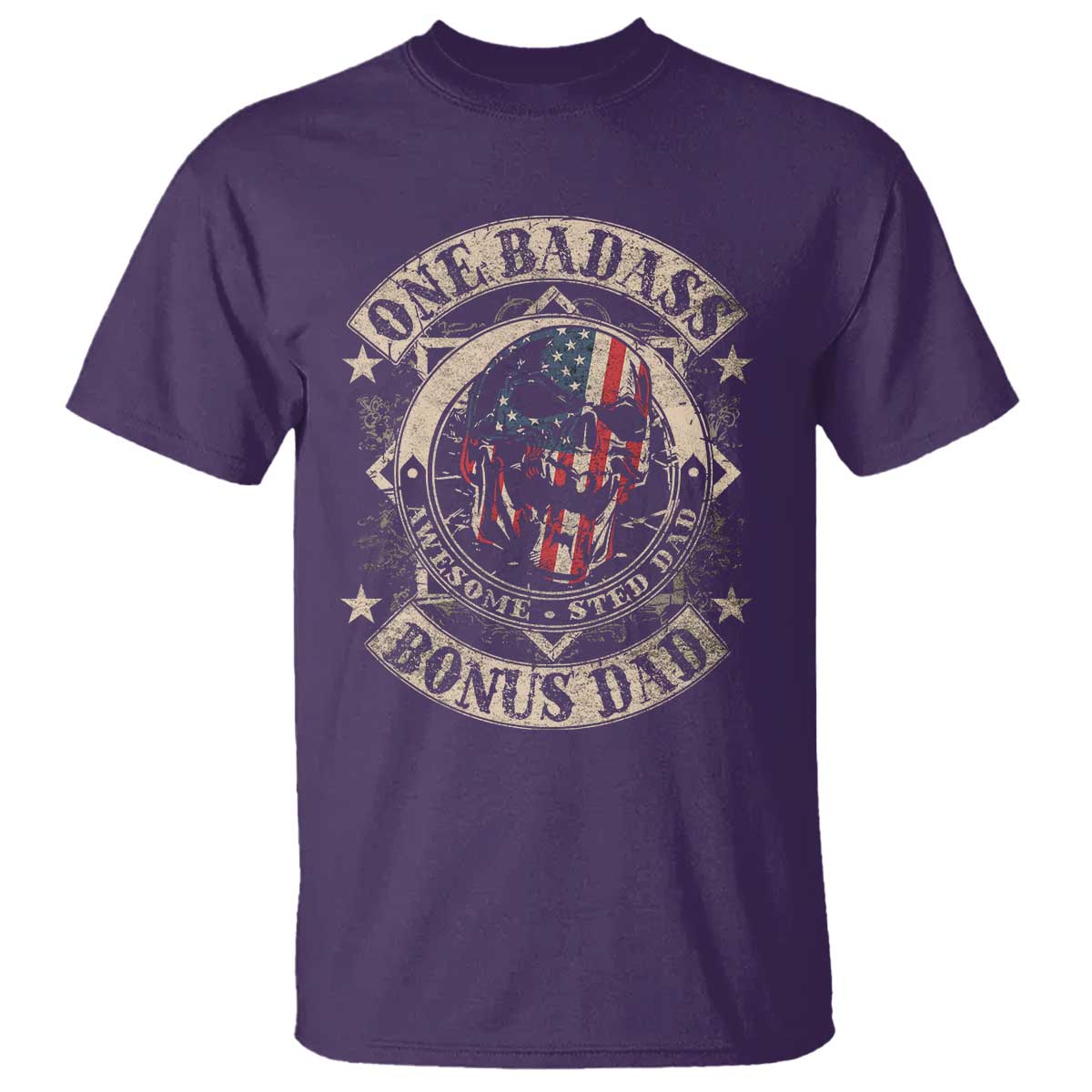 funny-one-badass-bonus-dad-t-shirt-awesome-step-dad-fathers-day-american-flag-skull