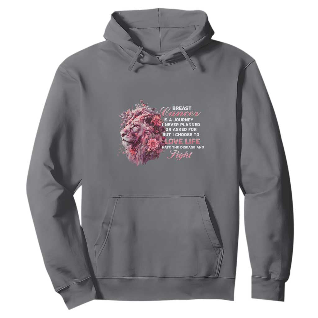 Breast Cancer Support Floral Lion Hoodie Journey I Never Planned But I Choose To Love Life