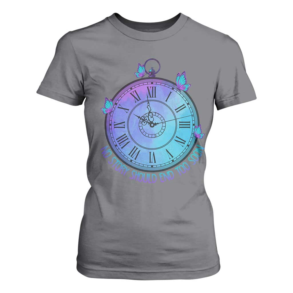 Suicide Prevention Support T Shirt For Women No Story Should End Too Soon Butterfly Clock