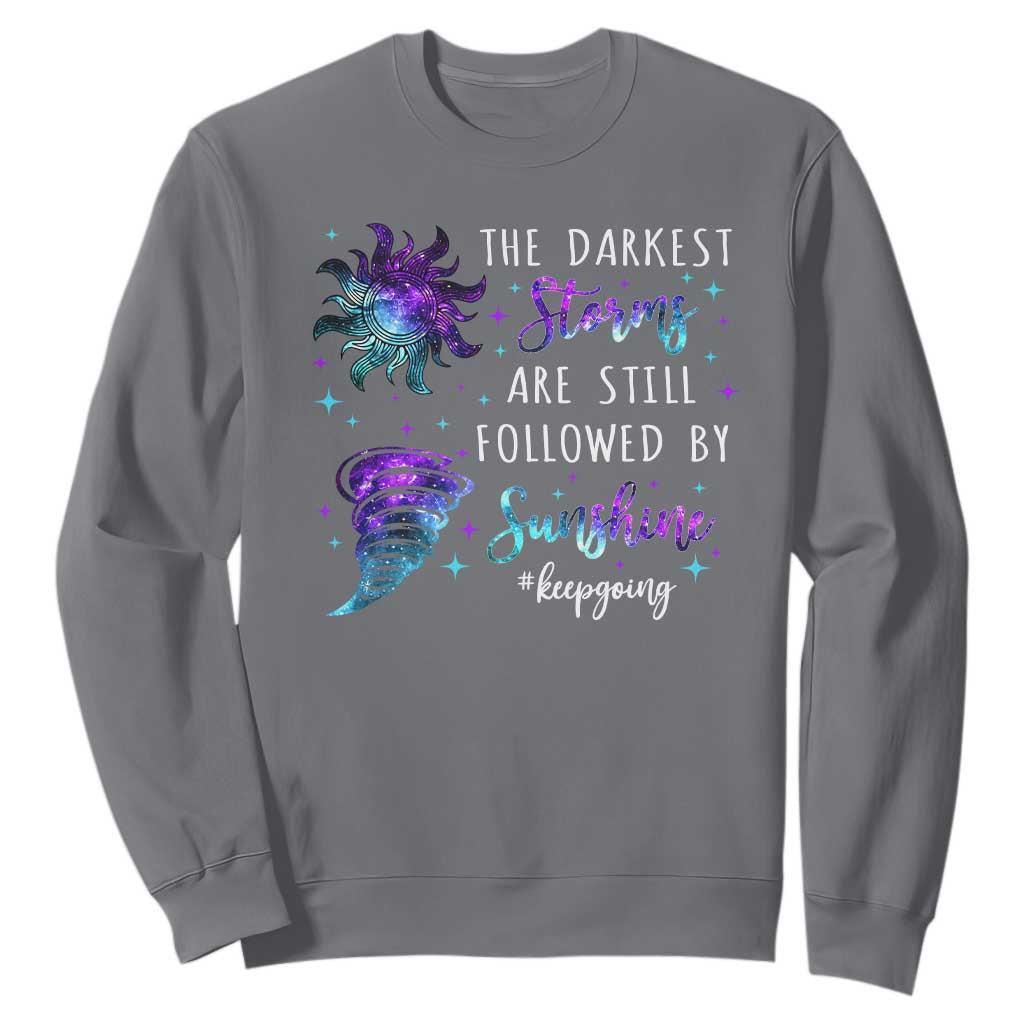 Suicide Prevention Support Sweatshirt Semicolon Flower Cloud Rain Wash Away Pain