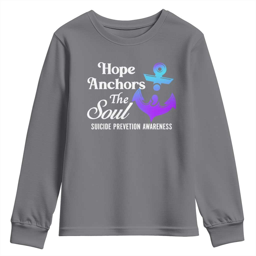 Suicide Prevention Support Youth Sweatshirt Hope Anchors The Soul Teal And Purple Semicolon