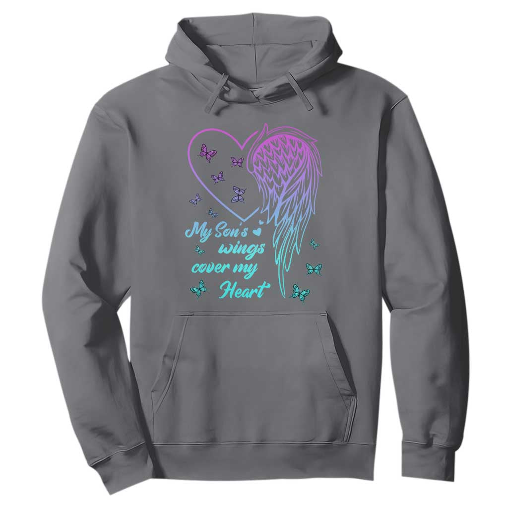 Suicide Prevention Support Hoodie My Son's Wings Cover My Heart Butterfly