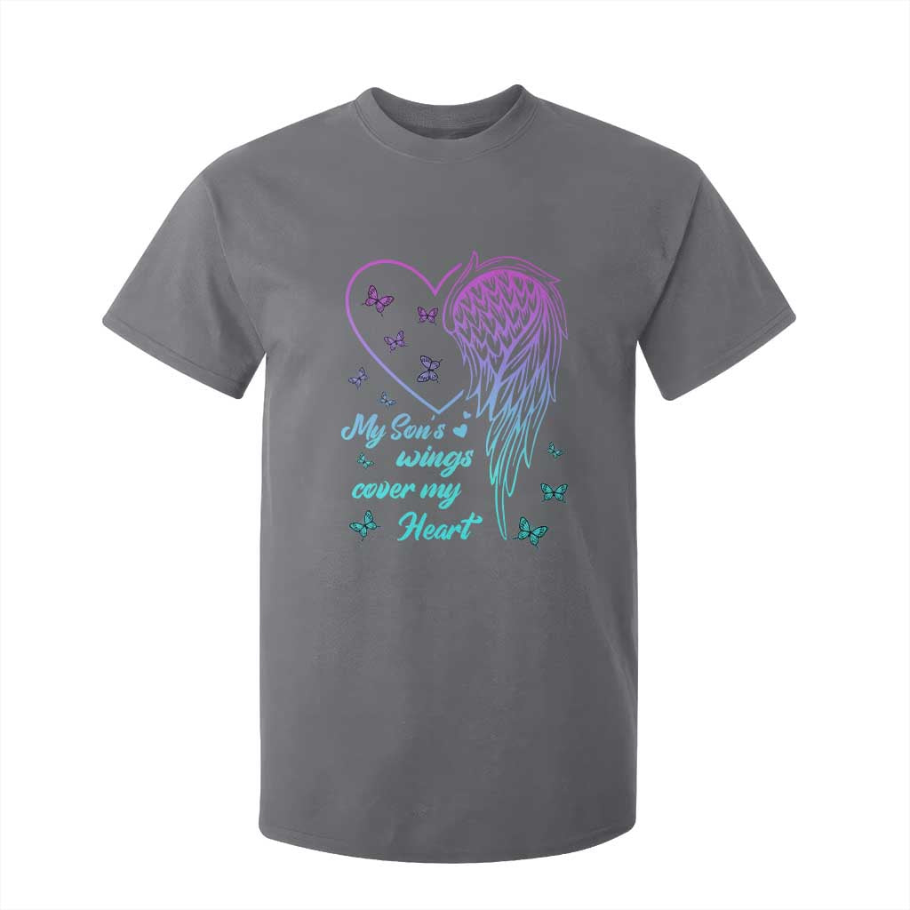 Suicide Prevention Support T Shirt For Kid My Son's Wings Cover My Heart Butterfly