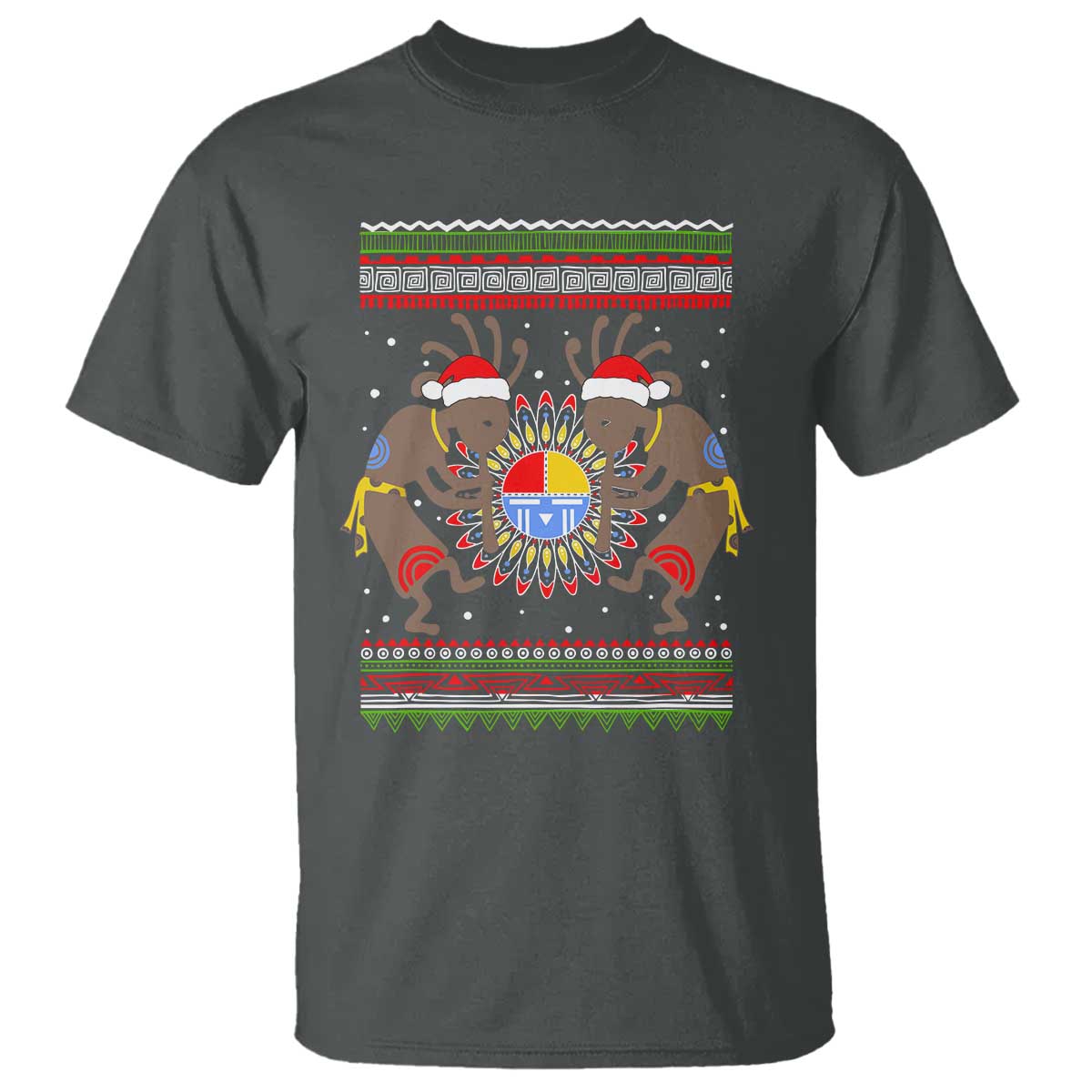 funny-christmas-native-american-t-shirt-santa-kokopeli-medicine-wheel