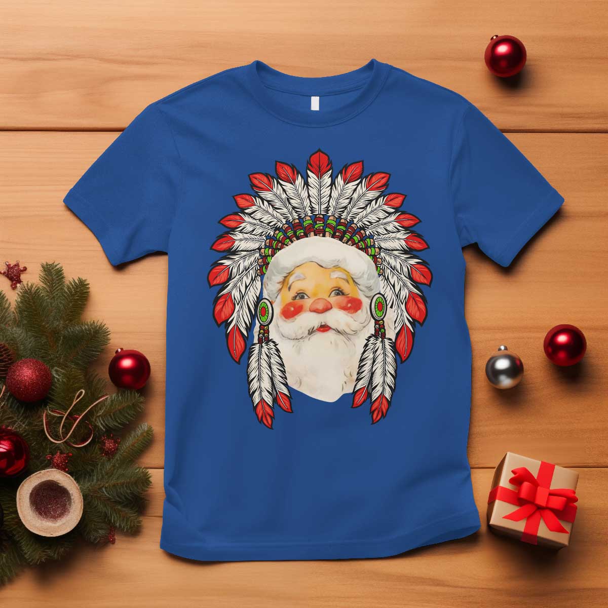 funny-christmas-native-american-indian-santa-war-bonnet-t-shirt