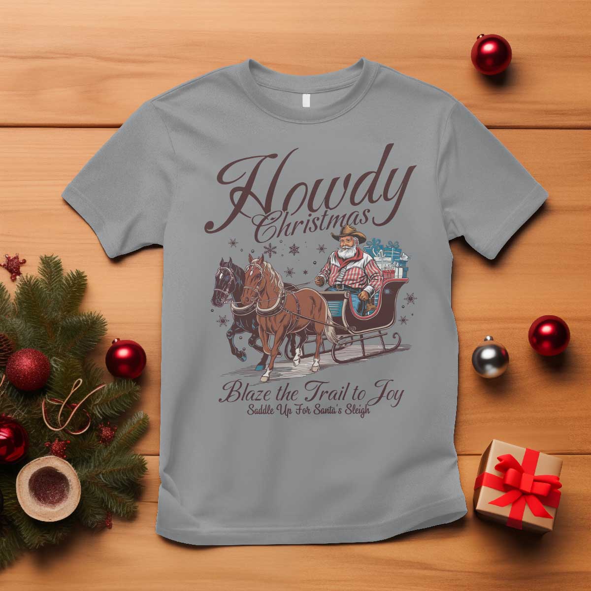 western-christmas-t-shirt-howdy-christmas-blaze-the-trail-to-joy-cowboy-santa