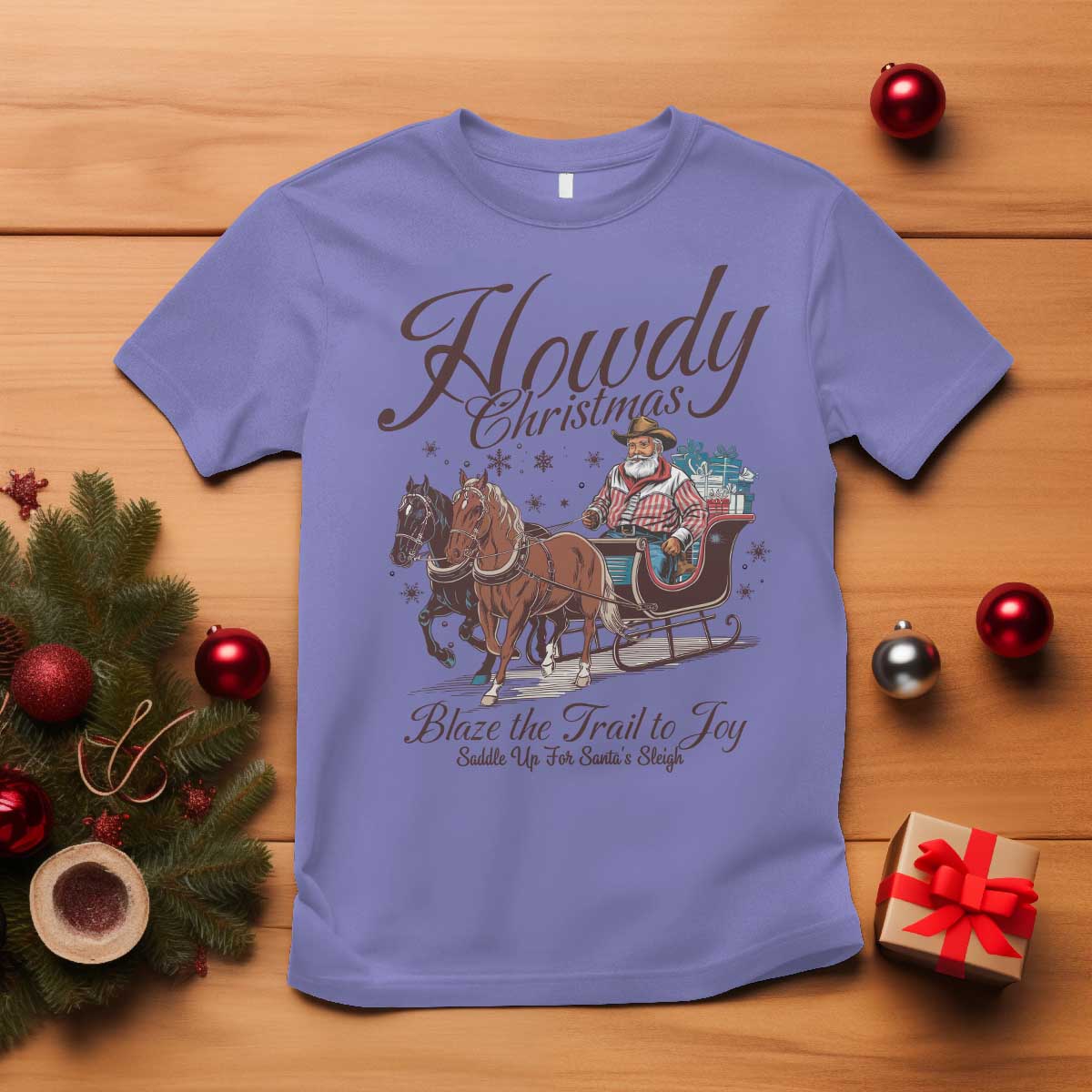 western-christmas-t-shirt-howdy-christmas-blaze-the-trail-to-joy-cowboy-santa