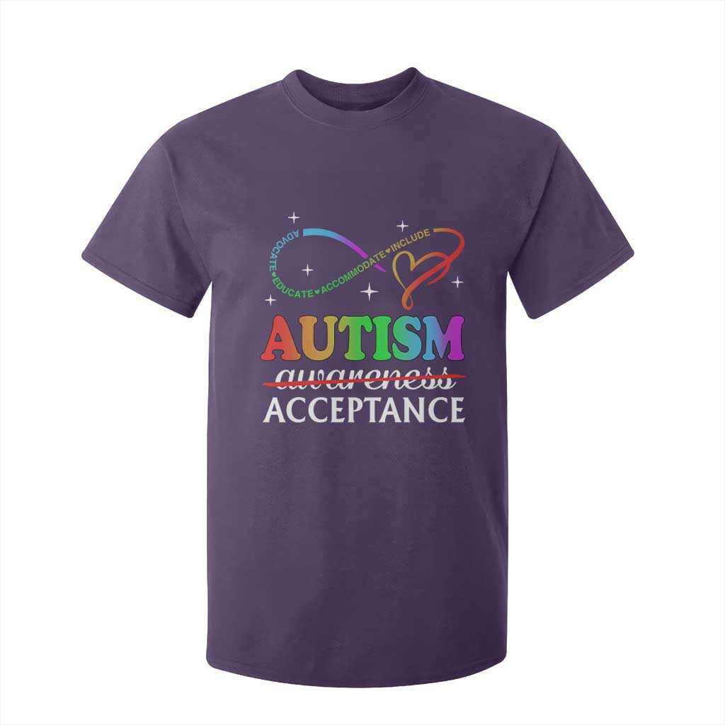 Autism Support Acceptance T Shirt For Kid Advocate Educate Accommodate Include Infinity Symbol