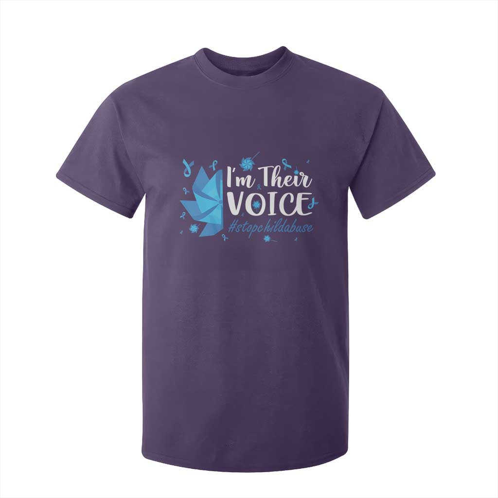 Child Abuse Prevention Support I'm Their Voice T Shirt For Kid Blue Pinwheels