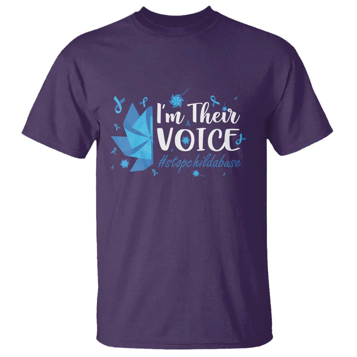 Child Abuse Prevention Support I'm Their Voice T Shirt Blue Pinwheels