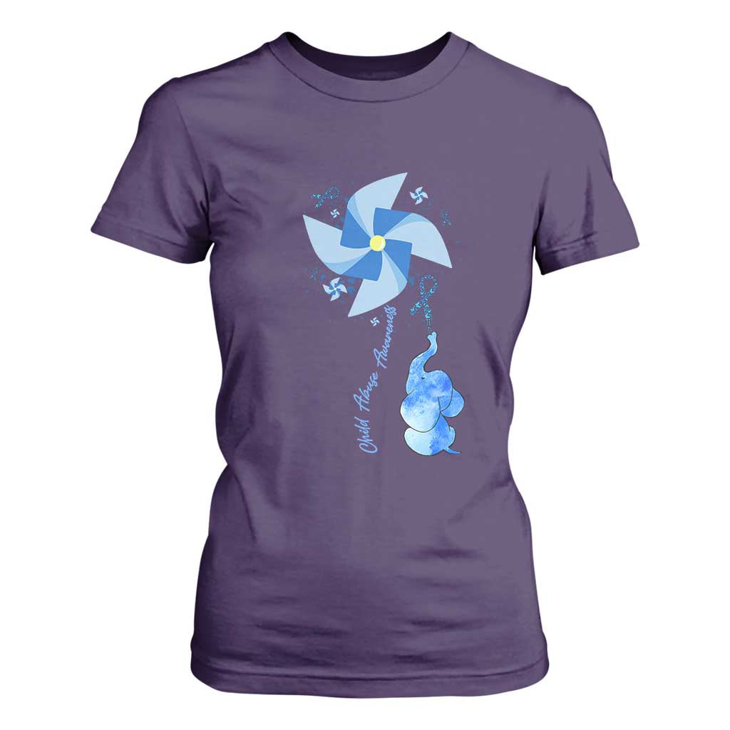 Child Abuse Prevention Support T Shirt For Women Pinwheel Elephant