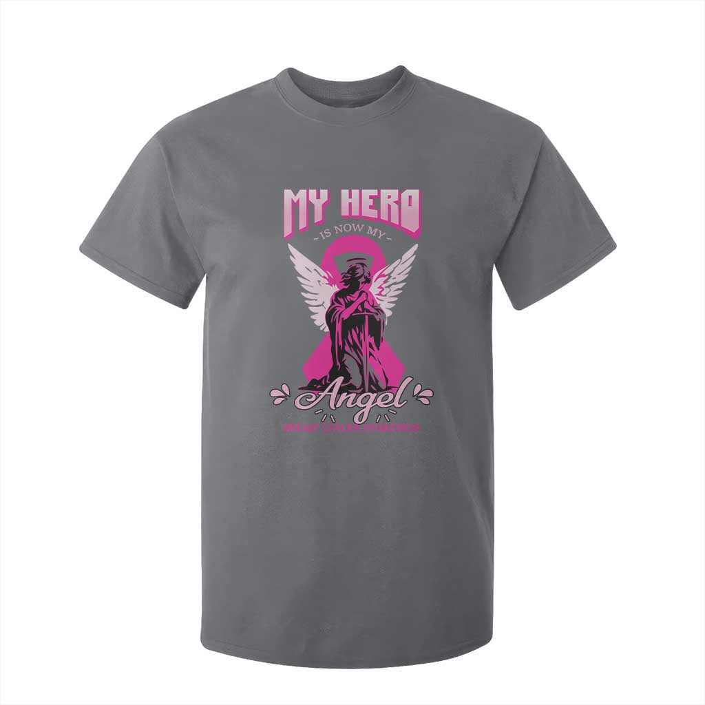 Breast Cancer Support T Shirt For Kid My Hero Is Now My Angel Pink Ribbon Cancer Warrior