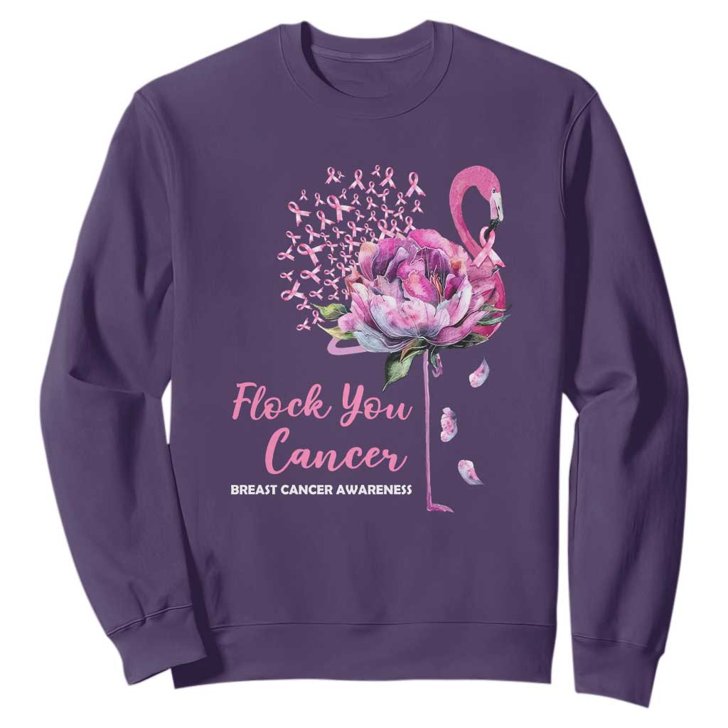 Pink Ribbon Flamingo Breast Cancer Support Sweatshirt Fight Cancer Awareness