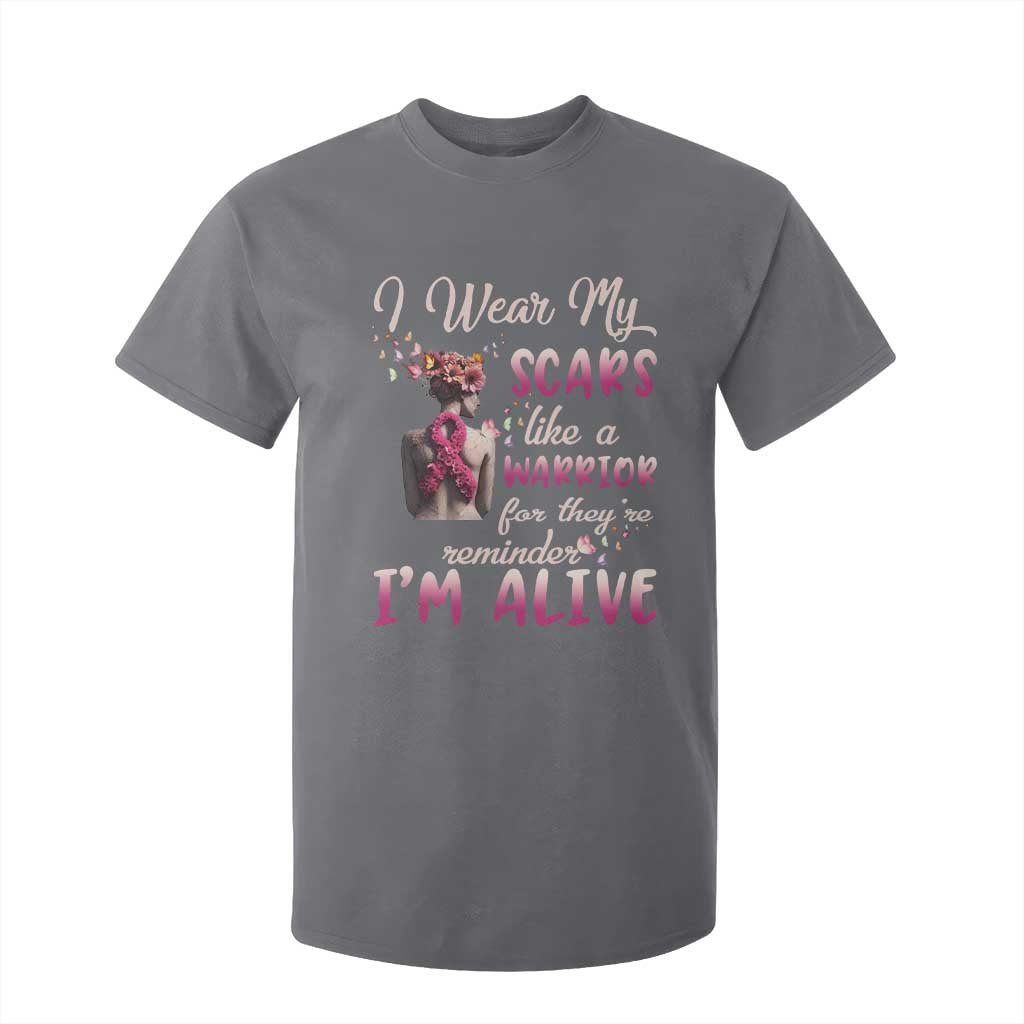 Inspirational Breast Cancer Support T Shirt For Kid Scars Like A Warrior Are A Reminder I’m Alive Butterfly Floral