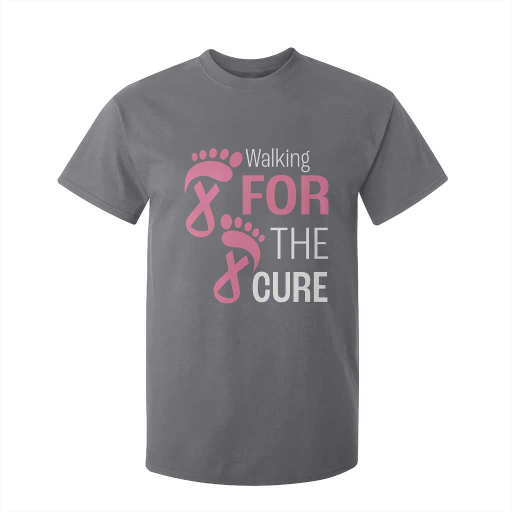 Breast Cancer Support T Shirt For Kid Walking For The Cure Pink Ribbon Footprints