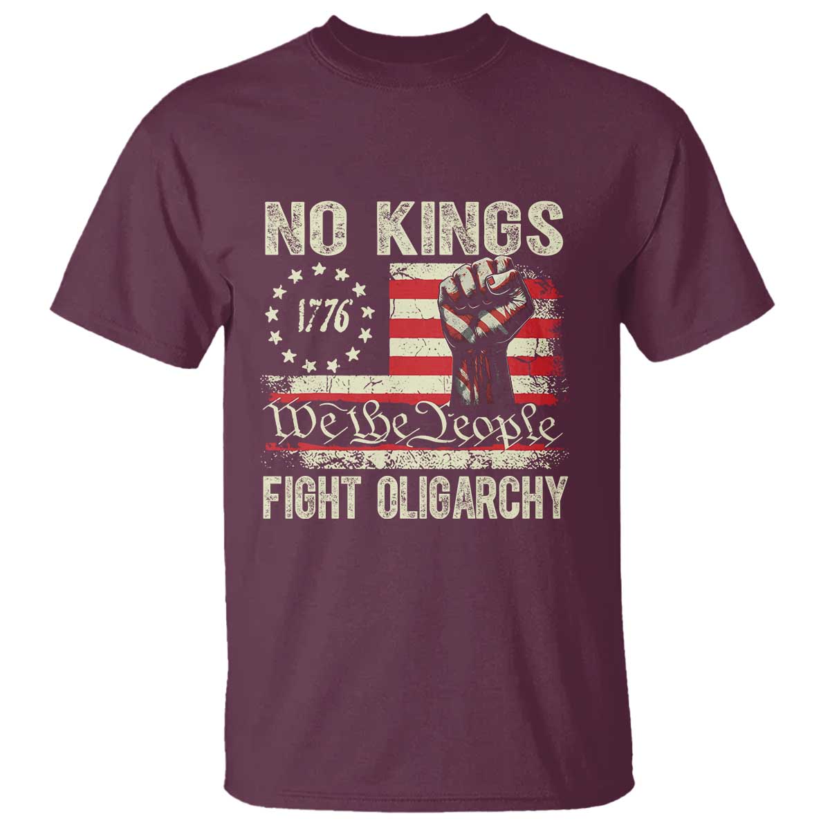 funny-no-kings-fight-oligarchy-t-shirt-betsy-ross-flag-hand-fist