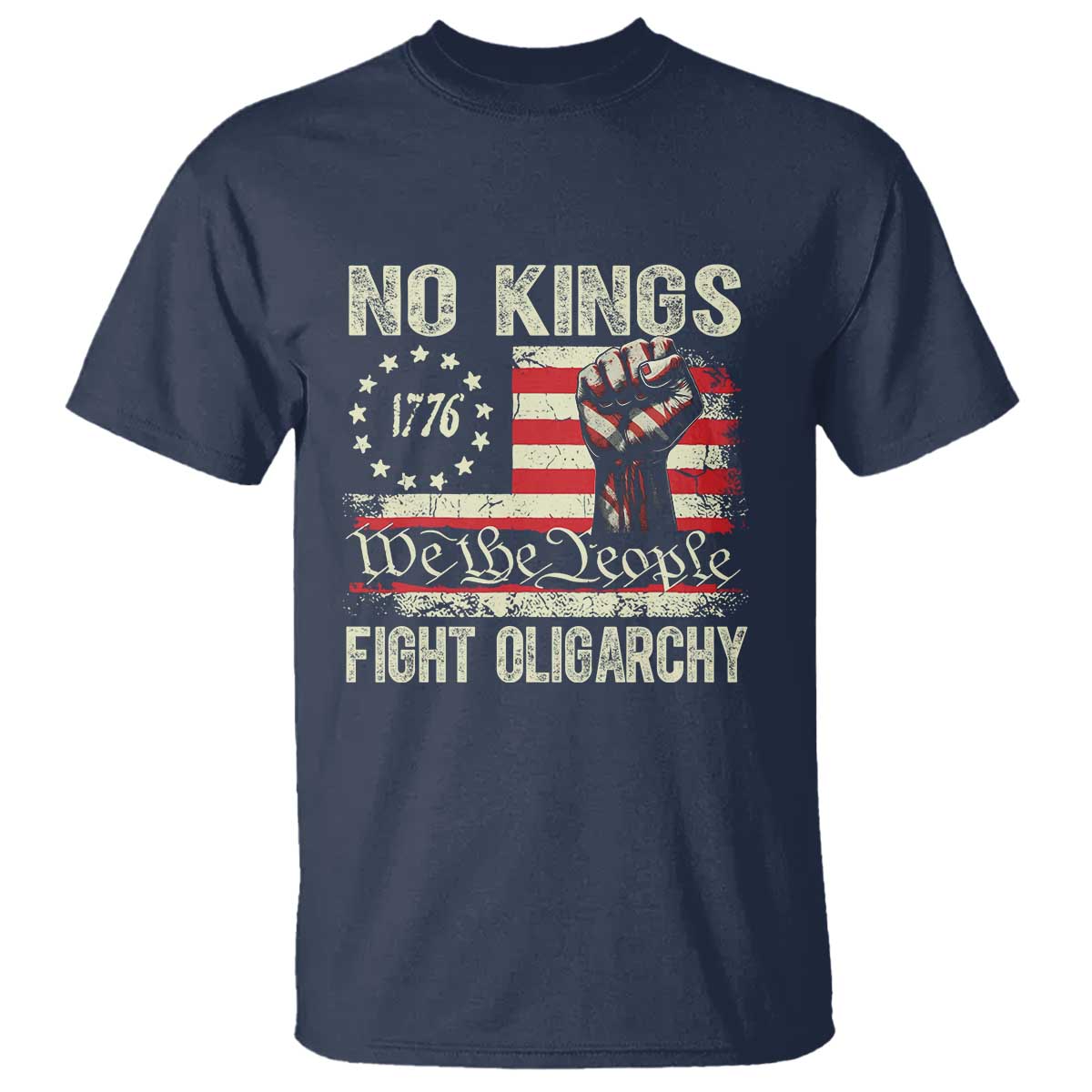funny-no-kings-fight-oligarchy-t-shirt-betsy-ross-flag-hand-fist