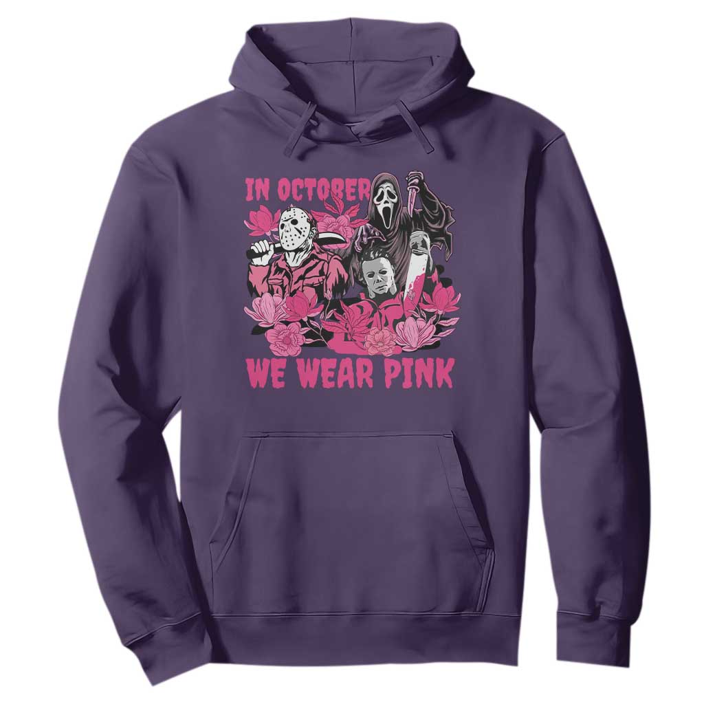 Breast Cancer Support Murderers Hoodie In October We Wear Pink Vintage Flower